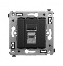 Компьютерная розетка RJ-45 в стену, кат.6 экранированная одинарная,"Avanti", "Черный матовый"  4412393  DKC