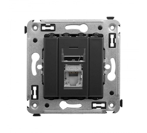 Компьютерная розетка RJ-45 в стену, кат.6 экранированная одинарная,"Avanti", "Черный матовый"  4412393  DKC