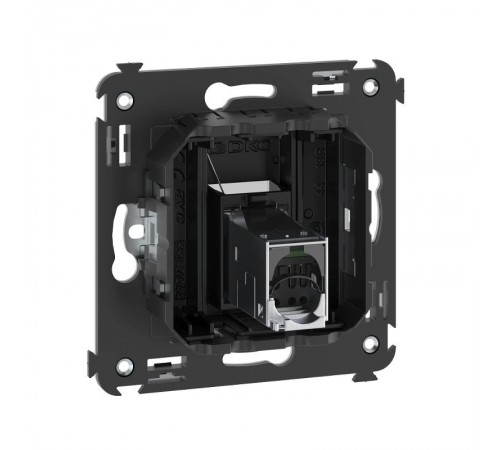 Компьютерная розетка RJ-45 в стену, кат.6 экранированная одинарная,"Avanti", "Черный матовый"  4412393  DKC