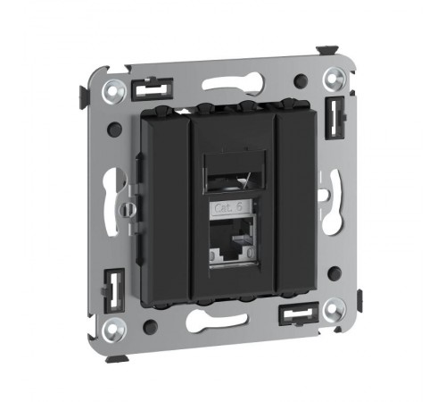 Компьютерная розетка RJ-45 в стену, кат.6 экранированная одинарная,"Avanti", "Черный матовый"  4412393  DKC