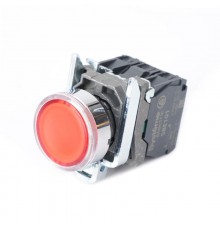 Кнопка SB4 с подсвет в сборе модуль 22мм красная металл 230-240ВAC 1НО+1НЗ  SB4BW34M5  SE