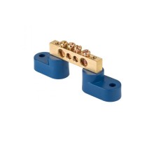 Шина "0" N (8х12мм) 4 отверстия латунь 2 синих угловых изолятора EKF PROxima  sn0-125-04-2  EKF
