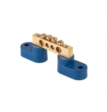 Шина "0" N (8х12мм) 4 отверстия латунь 2 синих угловых изолятора EKF PROxima  sn0-125-04-2  EKF