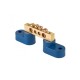Шина "0" N (8х12мм) 4 отверстия латунь 2 синих угловых изолятора EKF PROxima  sn0-125-04-2  EKF