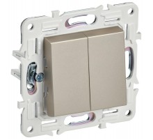 SKANDY Выключатель 2-клавишный проходной 10А SK-V05Sh шампань  SK-V22-0-10-K37  IEK