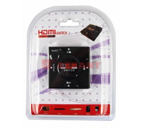 Переключатель гнездо HDMI на 3 гнезда HDMI, без питания, пластик  17-6912  REXANT