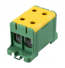 Клемма вводная силовая КВС 16-95мм 2-рядная желто-зеленая PE распределительная  11-2117  REXANT