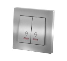 Выключатель на 2 направления 2 кл. с подсветкой 10А серебр. металлик "Сенеж"   SQ1816-0218  TDM