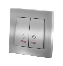 Выключатель на 2 направления 2 кл. с подсветкой 10А серебр. металлик "Сенеж"   SQ1816-0218  TDM