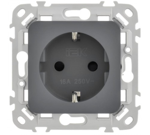 FLITE Розетка с заземлением со шторками быстрозажимные клеммы 16А РСш11-1-ФлМА мокрый асфальт  FI-R14-16-1-K80  IEK