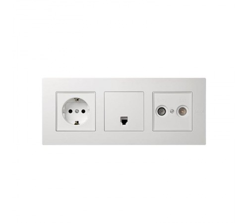 Simon 27 Рамка универсальная, 3 поста, (+суппорт, +шестигранник), 100*242мм, IP44, IK07, Scudo, белый  2705630-030  Simon