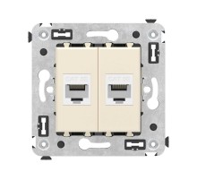Компьютерная розетка RJ-45 без шторки в стену, кат.5е двойная, "Avanti", "Ванильная дымка"  4405664  DKC