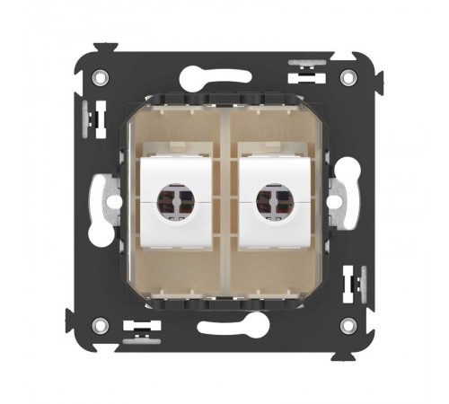 Компьютерная розетка RJ-45 без шторки в стену, кат.5е двойная, "Avanti", "Ванильная дымка"  4405664  DKC
