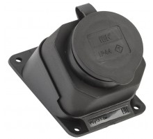 Розетка каучуковая с защитной крышкой угловая настенная ОМЕГА IP44 РБу13-1-0м  PKR22-016-2-K02  IEK