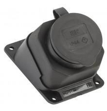 Розетка каучуковая с защитной крышкой угловая настенная ОМЕГА IP44 РБу13-1-0м  PKR22-016-2-K02  IEK