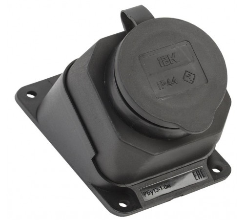 Розетка каучуковая с защитной крышкой угловая настенная ОМЕГА IP44 РБу13-1-0м  PKR22-016-2-K02  IEK