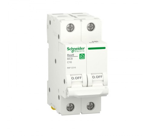 Выключатель автоматический двухполюсный С 16А 2P 6000A RESI9  R9F12216  Schneider Electric