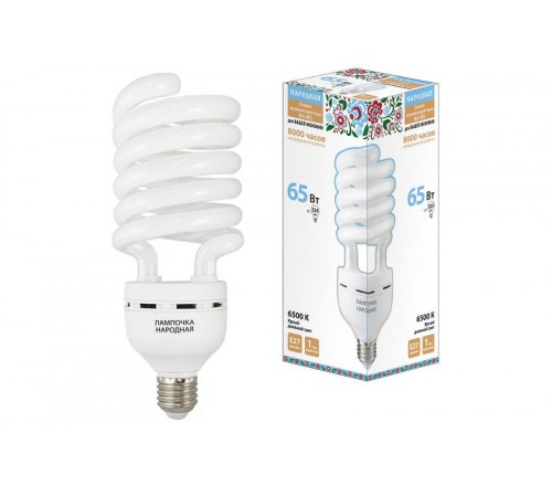 Лампа энергосберегающая КЛЛ  65Вт Е27 865 cпираль НЛ-HS  SQ0347-0042  TDM