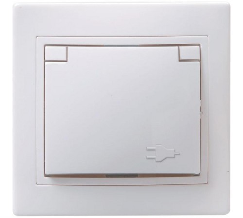 КВАРТА Белый Розетка 1-местная с заземлением со шторками с крышкой 16А РСбш10-3-КБ  ERK12-K01-16-DM  GENERICA