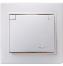 КВАРТА Белый Розетка 1-местная с заземлением со шторками с крышкой 16А РСбш10-3-КБ  ERK12-K01-16-DM  GENERICA