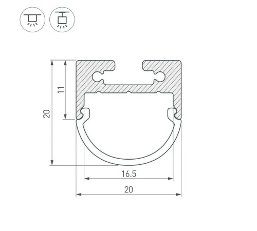 Профиль с экраном SL-LINE-2011M-2500 ANOD+OPAL ROUND (Arlight, Алюминий)  025871  Arlight