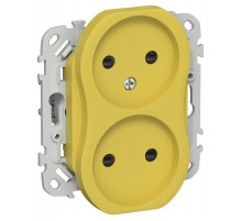 FLITE Розетка 2-ая без заземления со шторками 10А РСш02-0-ФлЖК желтый карри  FI-R23-10-K44  IEK