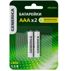 Батарейка щелочная Alkaline LR03/AAA (2шт/блистер)  ABT-LR03-ST-L02-G  GENERICA