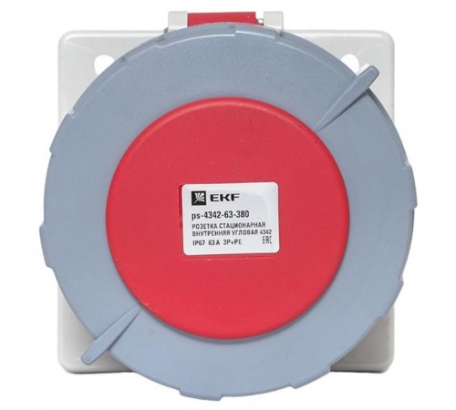 Розетка стационарная внутренняя угловая 4342 3Р+РЕ 63А 380В IP67 EKF PROxima  ps-4342-63-380  EKF