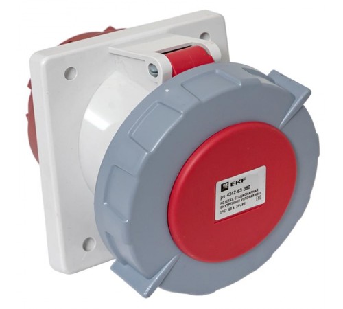 Розетка стационарная внутренняя угловая 4342 3Р+РЕ 63А 380В IP67 EKF PROxima  ps-4342-63-380  EKF