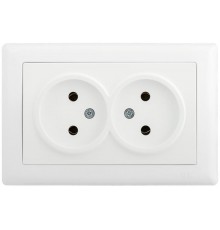 BOLERO белый Розетка 2-местная б/з 10А РС20-1-0-ББ  ERB29-K01-10  IEK