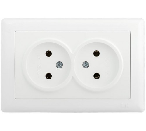 BOLERO белый Розетка 2-местная б/з 10А РС20-1-0-ББ  ERB29-K01-10  IEK