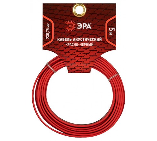 Акустический кабель ЭРА 2х0,75 мм2 красно-черный, 5 м   Б0059288  ЭРА