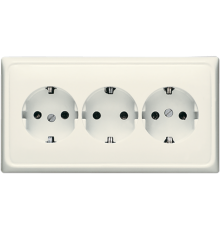 Розетка тройная с заземлением для кабельканалов; слоновая кость  CD523  Jung