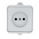 Прага Розетка 1-местная 10А без заземления IP44 белая EKF  EKR10-022-10-44  EKF