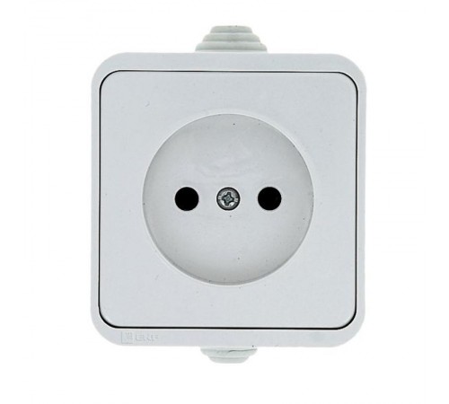 Прага Розетка 1-местная 10А без заземления IP44 белая EKF  EKR10-022-10-44  EKF