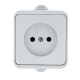 Прага Розетка 1-местная 10А без заземления IP44 белая EKF  EKR10-022-10-44  EKF