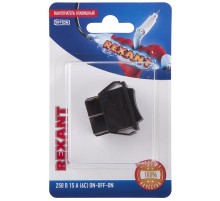 Выключатель клавишный 250V 15А (6с) ON-OFF-ON черный с нейтралью (RWB-508, SC-767) (в упак. 1шт.)  06-0308-B  REXANT