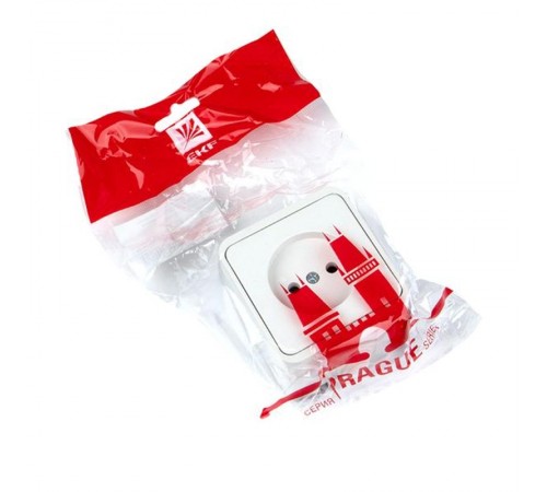 Прага Розетка 1-местная 10А без заземления IP44 белая EKF  EKR10-022-10-44  EKF