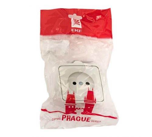 Прага Розетка 1-местная 10А без заземления IP44 белая EKF  EKR10-022-10-44  EKF