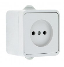 Прага Розетка 1-местная 10А без заземления IP44 белая EKF  EKR10-022-10-44  EKF