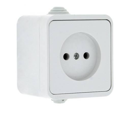 Прага Розетка 1-местная 10А без заземления IP44 белая EKF  EKR10-022-10-44  EKF