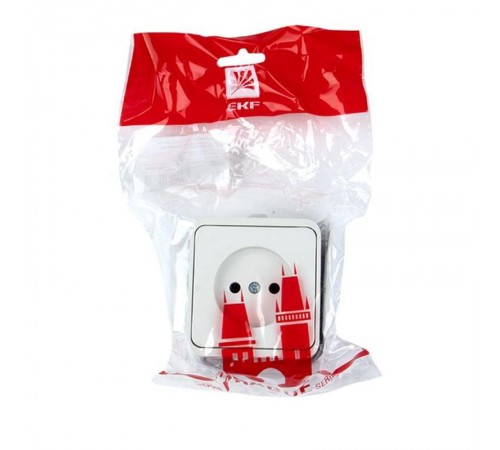 Прага Розетка 1-местная 10А без заземления IP44 белая EKF  EKR10-022-10-44  EKF