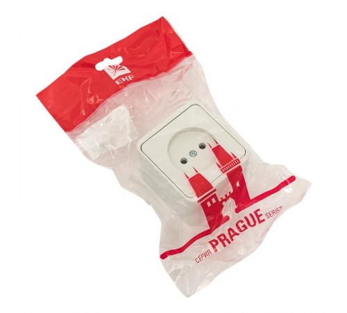 Прага Розетка 1-местная 10А без заземления IP44 белая EKF  EKR10-022-10-44  EKF