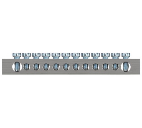 Шина  NO-224-85 PEN земля-ноль 6х9мм 12/2 никелированная с креплениями по краям  Б0062981  ЭРА