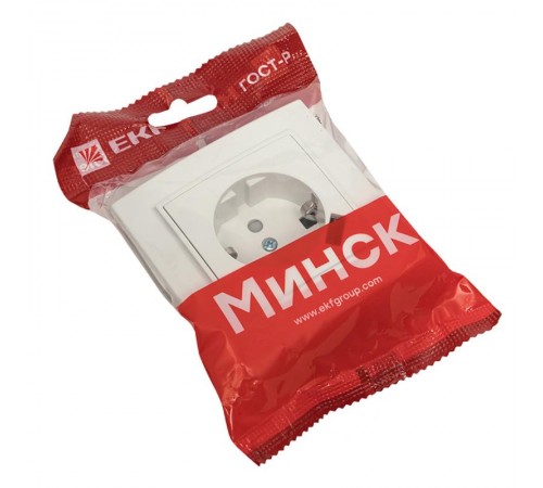 Розетка 1-местная СП с/з Минск 16А белая с защ. штор. с USB  EKF  ERR16-028-100-USB  EKF