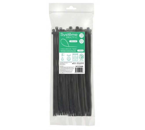 Стяжка кабельная 370х4.8 Чёрная (100шт)  IMT37048B  SE