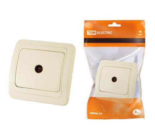 Розетка TV простая (0-2400 Гц,  "мама") сл. кость "Валдай"  SQ1804-0114  TDM