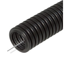 Труба гофрированная ПА стойкая к УФ с/з d16 мм (50м) безгалогенная (HF) черная  PR02.01207  Промрукав