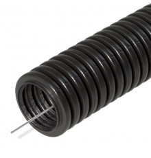 Труба гофрированная ПА стойкая к УФ с/з d16 мм (50м) безгалогенная (HF) черная  PR02.01207  Промрукав