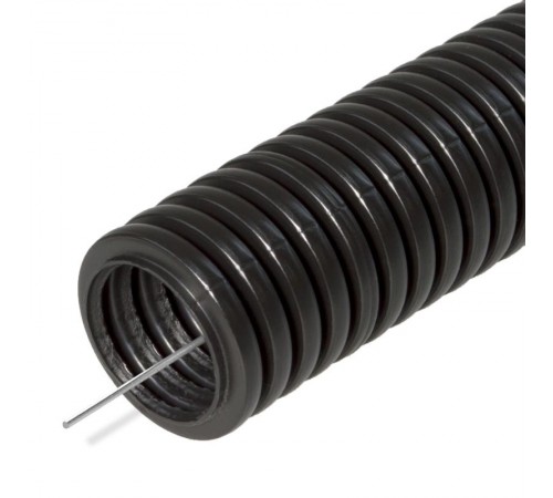 Труба гофрированная ПА стойкая к УФ с/з d16 мм (50м) безгалогенная (HF) черная  PR02.01207  Промрукав